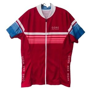 Gore Bike Wear Unixex Cycling Zip‎ Jersey Mens Women's Red Wt Blu Performance M